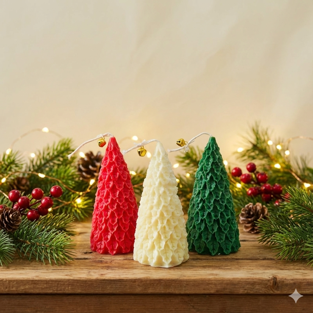 Christmas Cone Tree Decorative Candles – Festive Home Décor - Kraft Candles