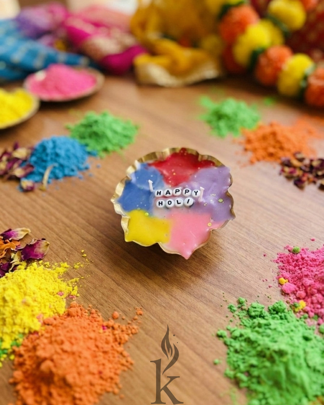 Happy Holi Festive Urli Candle (Pack Of 2) - 100% Soy Wax Jasmine