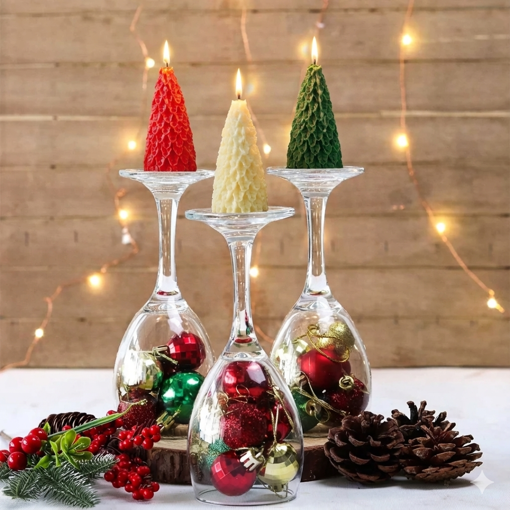 Christmas Cone Tree Decorative Candles – Festive Home Décor - Kraft Candles