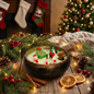 Christmas Special Wooden Bowl Candle | Handcrafted Décor | Kraft Candles
