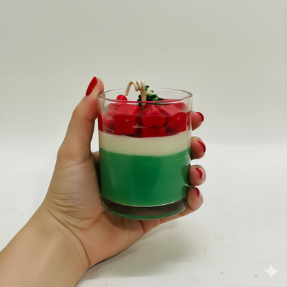 Christmas Theme Heart Candle – Festive Tree & Heart Wax Toppings | 3-Layer Premium Gel + Soy Candle Jar - Kraft Candles