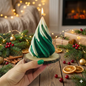 Christmas Tree Swirl Candle – Handmade Festive Décor Candle - Kraft Candles