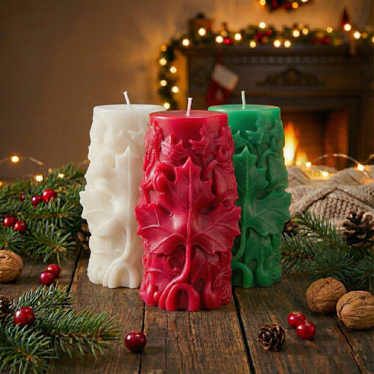 Christmas Tree Textured Candles - Premium Festive Décor  | Kraft Candles