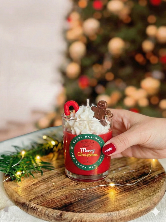 Christmas Vanilla Magic Glass Candle – Festive Edition | Kraft Candles