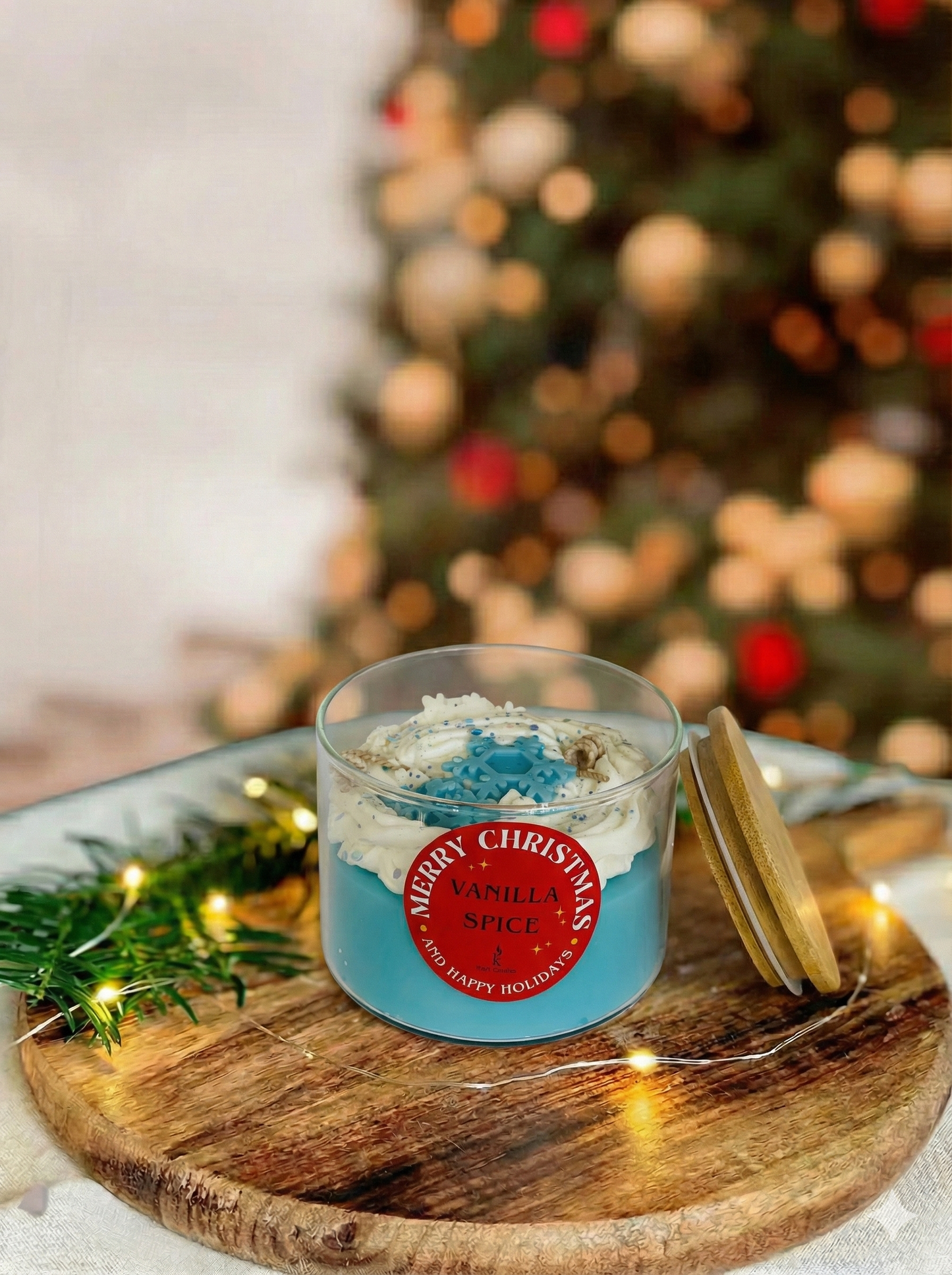 Christmas Vanilla Spice Candle – Premium Frosted Edition | Kraft Candles