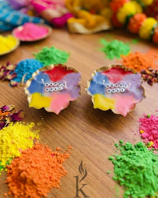 Happy Holi Festive Urli Candle (Pack Of 2) - 100% Soy Wax Jasmine