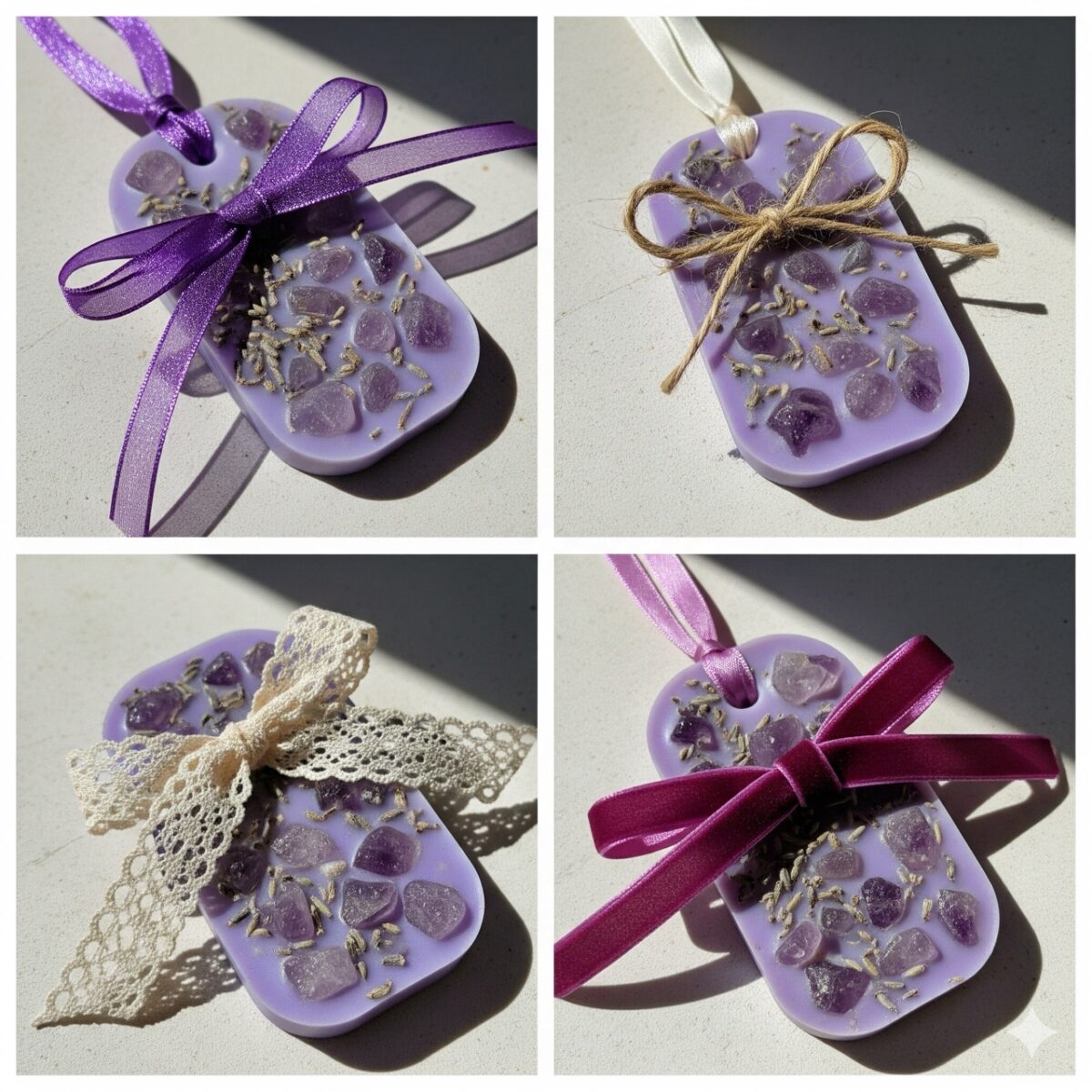 Amethyst Lavender Wax Sachet with Ribbon Tie