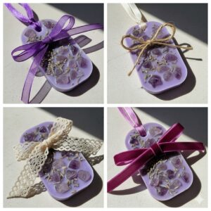 Amethyst Lavender Wax Sachet with Ribbon Tie